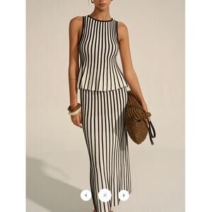 Commense Striped Knit Co-ord Set Sz M